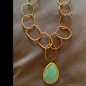 Gold plated and turquoise necklace